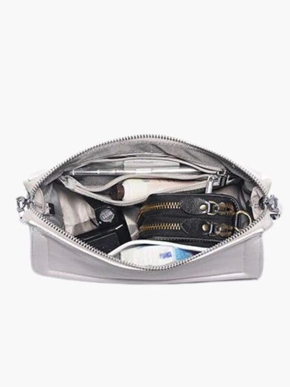 Weißes Leder Schultertasche Damen Lederschultertasche Weiß