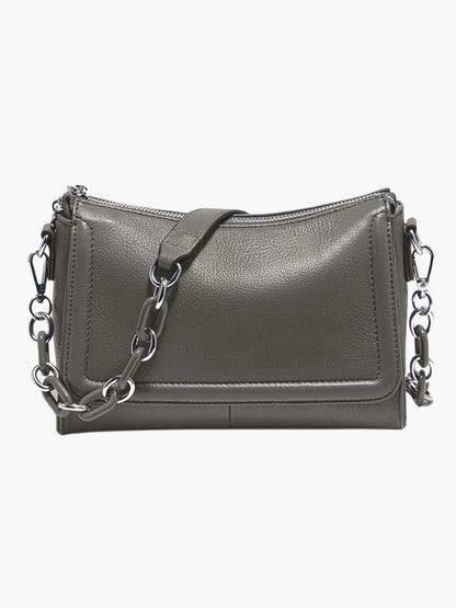 Weißes Leder Schultertasche Damen Lederschultertasche Weiß