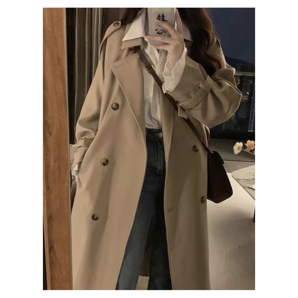 Damen Trenchcoat Doppelreihig Lang Clotilde - Eveloria