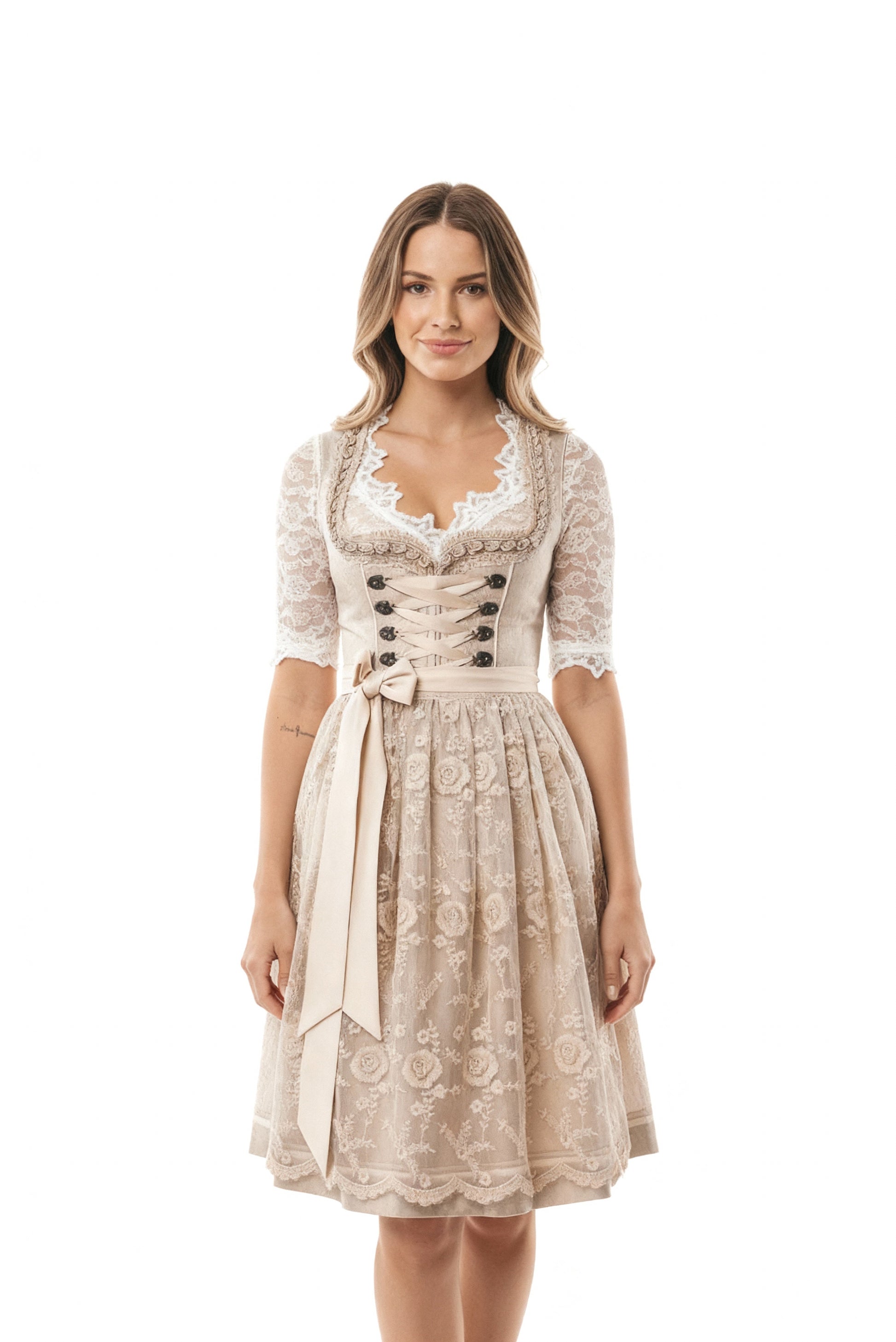Traditionelles Dirndlkleid Damen Schnürmieder Spitzenbluse - Eveloria