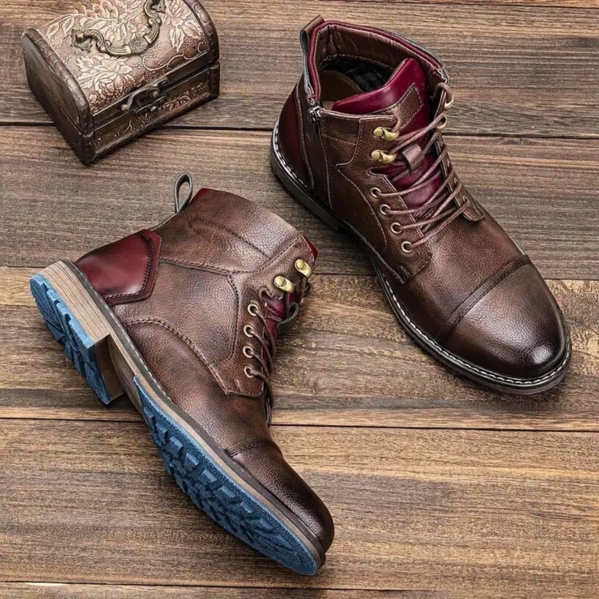 Herren Lederstiefel Vintage Ankle Boots