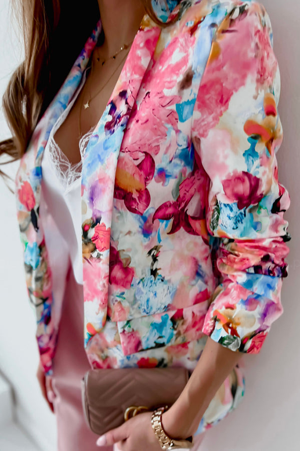 Damen Freizeitanzug Blazer Florale Revers Elegant Blazer