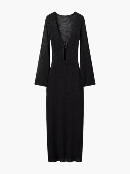 Lila Maxikleid Strick Damen