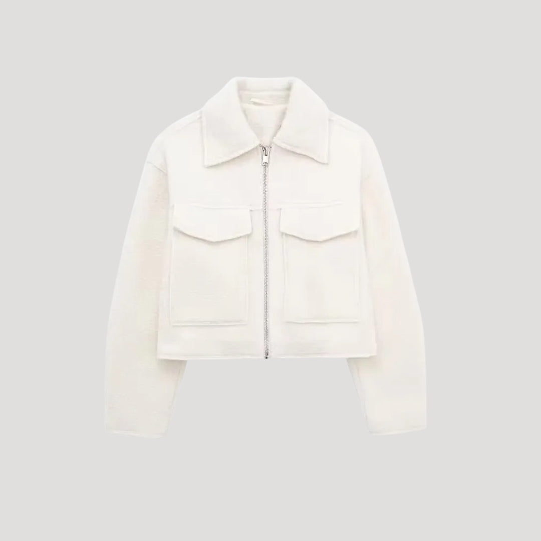 Damen Kurze Winterjacke Reißverschluss