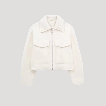 Damen Kurze Winterjacke Reißverschluss