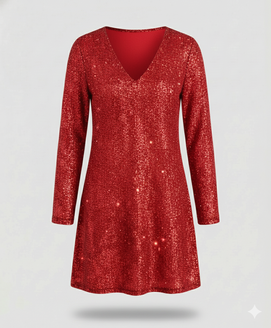 Damen Langarmkleid Pailletten