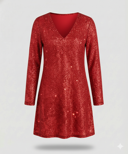 Damen Langarmkleid Pailletten