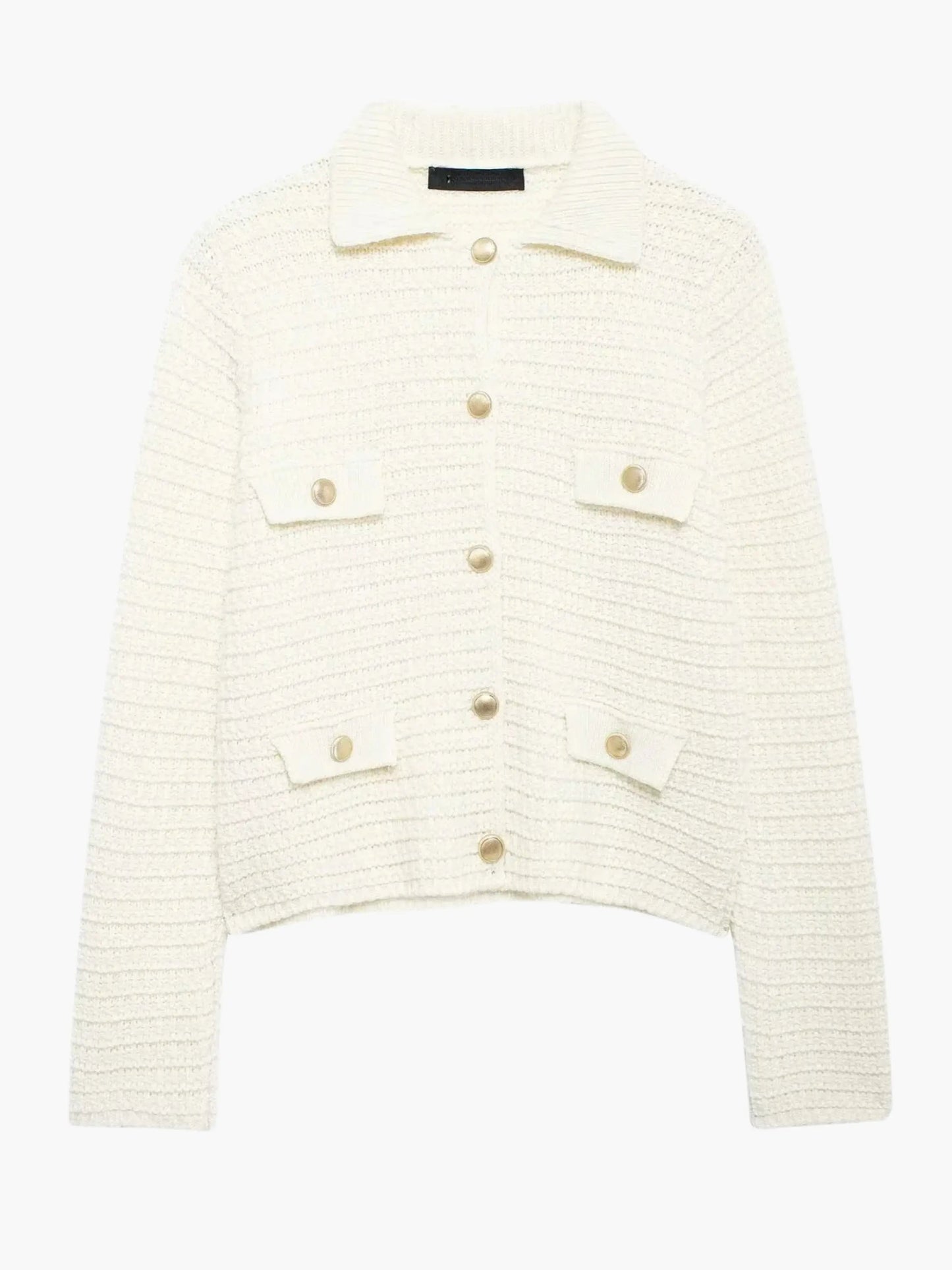Damen Strickjacke Texturiert Mit Knöpfen Beige - Norvielle
