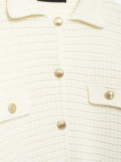 Damen Strickjacke Texturiert Mit Knöpfen Beige