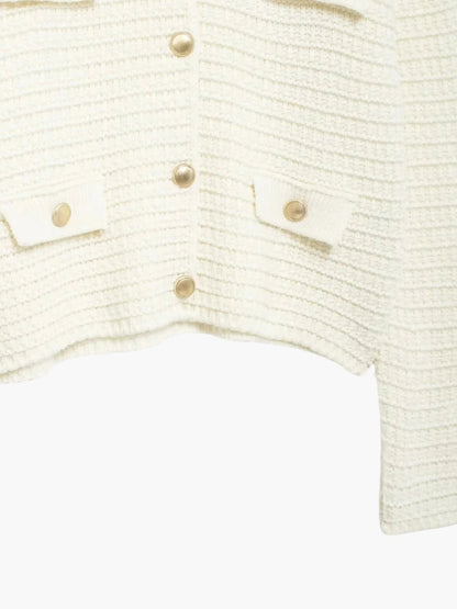 Damen Strickjacke Texturiert Mit Knöpfen Beige