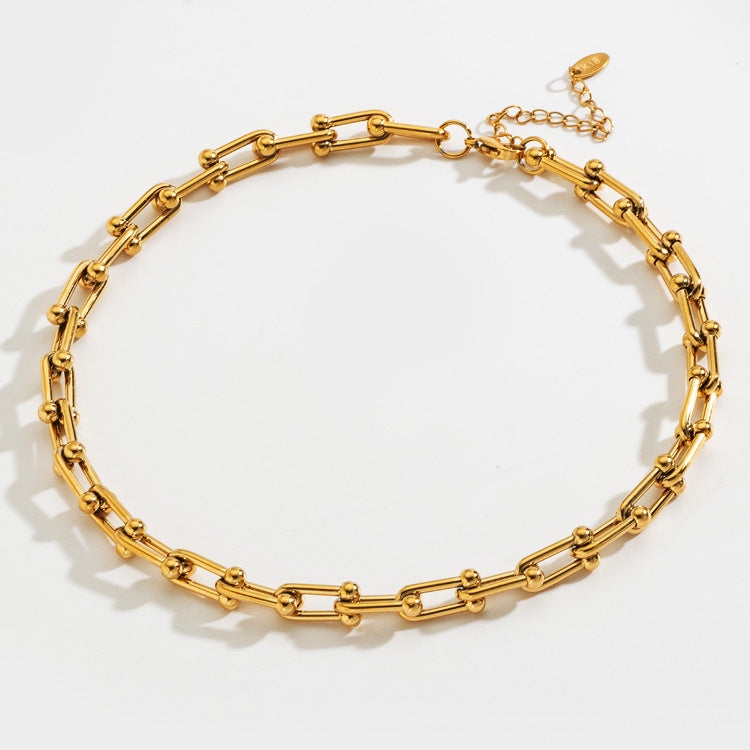 Eveloria Damen Halskette Hufeisenform U-Verschluss Dicke Kette