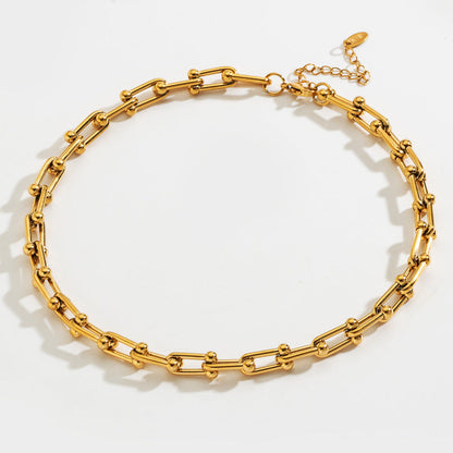 Eveloria Damen Halskette Hufeisenform U-Verschluss Dicke Kette