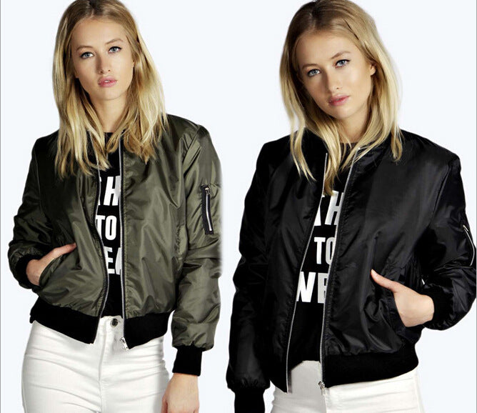 Damen Bomberjacke Modischer Schnitt Eingrifftaschen Eveloria