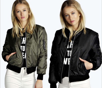 Damen Bomberjacke Modischer Schnitt Eingrifftaschen Eveloria