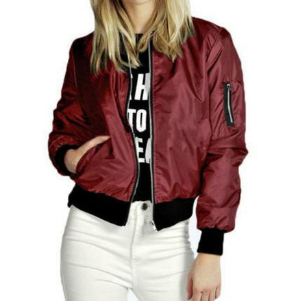 Damen Bomberjacke Modischer Schnitt Eingrifftaschen Eveloria