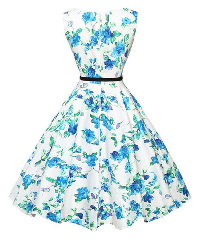 Damen Midi-Kleid Floralmuster Tailliert Eveloria