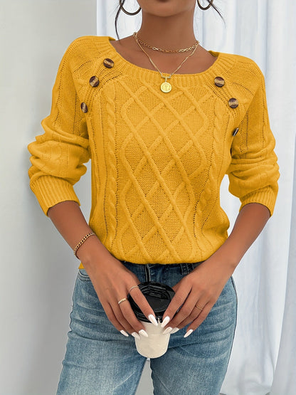 Eveloria Damen Pullover Rundhalsausschnitt Casual