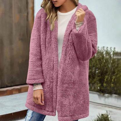 Adina Damen Teddyjacke Kapuze Locker Passform