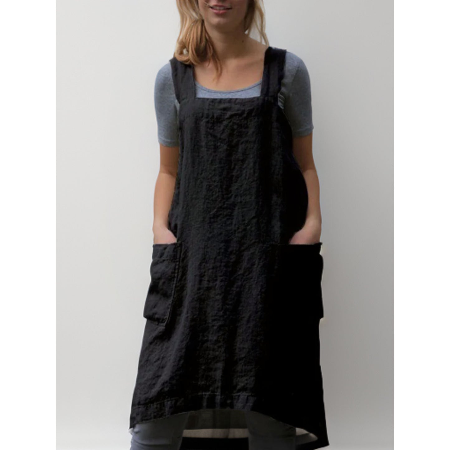 Damen Schürzenkleid mit Taschen Lässig Sommer