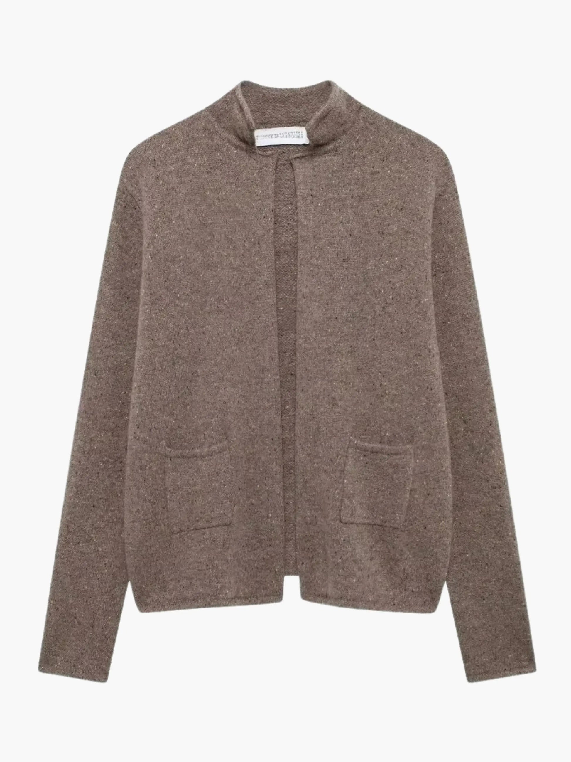 Damen Strickjacke Offene Vorderseite Hoher Kragen - Norvielle