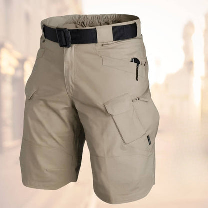 Herren Cargo Shorts Gürtel Reißverschluss Beutel Olivgrün