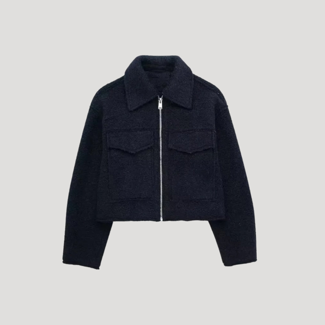 Damen Kurze Winterjacke Reißverschluss