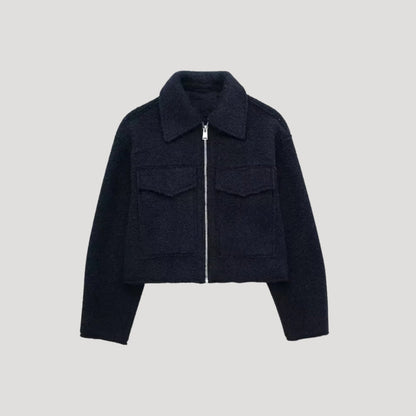 Damen Kurze Winterjacke Reißverschluss