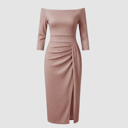 Elegantes Damen Hochzeitskleid Off-Shoulder Lang Satin