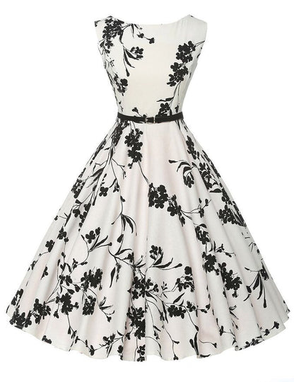 Damen Midi-Kleid Floralmuster Tailliert Schwarz Eveloria - Eveloria