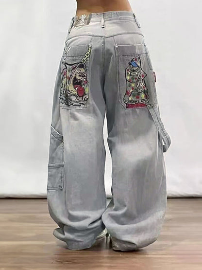 Graue Amerikanische Retro Boyfriend Jeans - Eveloria