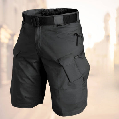 Herren Cargo Shorts Gürtel Reißverschluss Beutel Olivgrün