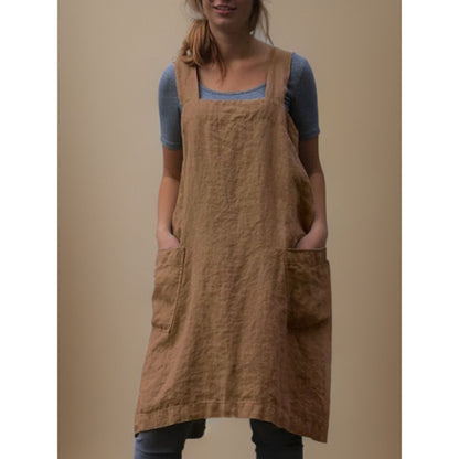 Damen Schürzenkleid mit Taschen Lässig Sommer