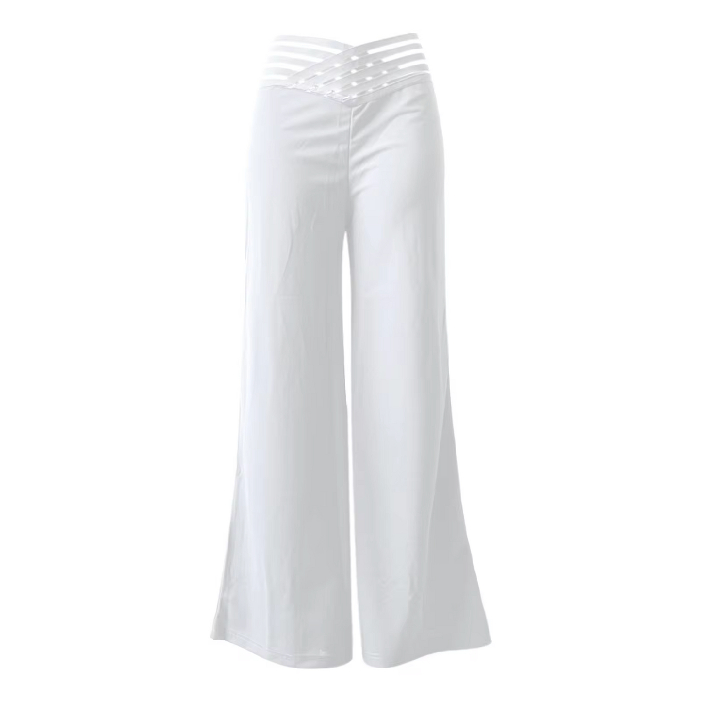 Eveloria Damen Flachbundhose Hochtailliert Überkreuzte Beine