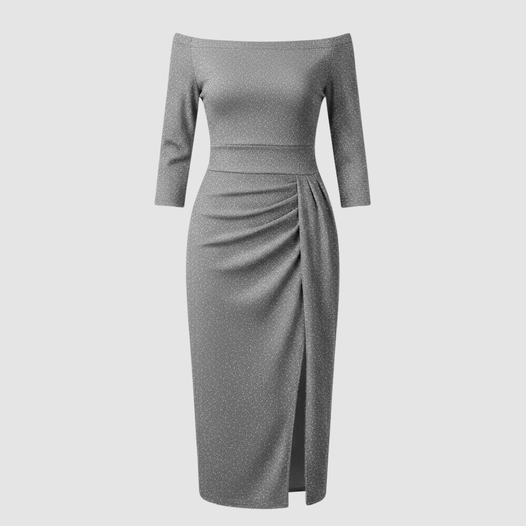 Elegantes Damen Hochzeitskleid Off-Shoulder Lang Satin