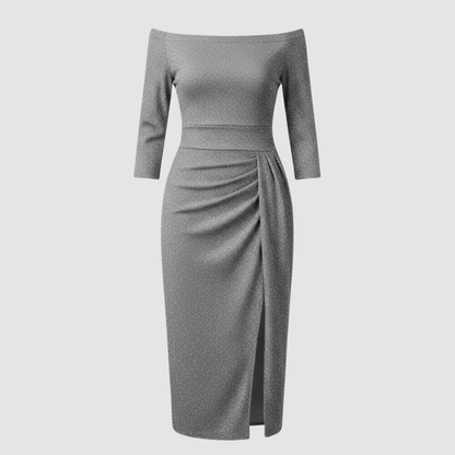 Elegantes Damen Hochzeitskleid Off-Shoulder Lang Satin