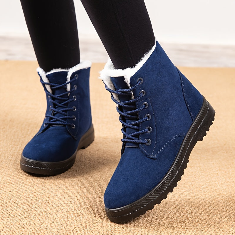 Damen Winterstiefel Schnürung Flache Sohle Warmes Innenfutter