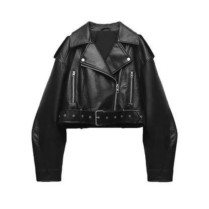 Damen Leder Motorradjacke Reißverschluss