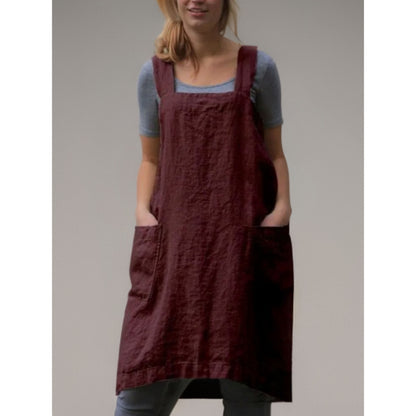 Damen Schürzenkleid mit Taschen Lässig Sommer