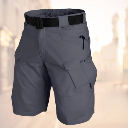 Herren Cargo Shorts Gürtel Reißverschluss Beutel Olivgrün
