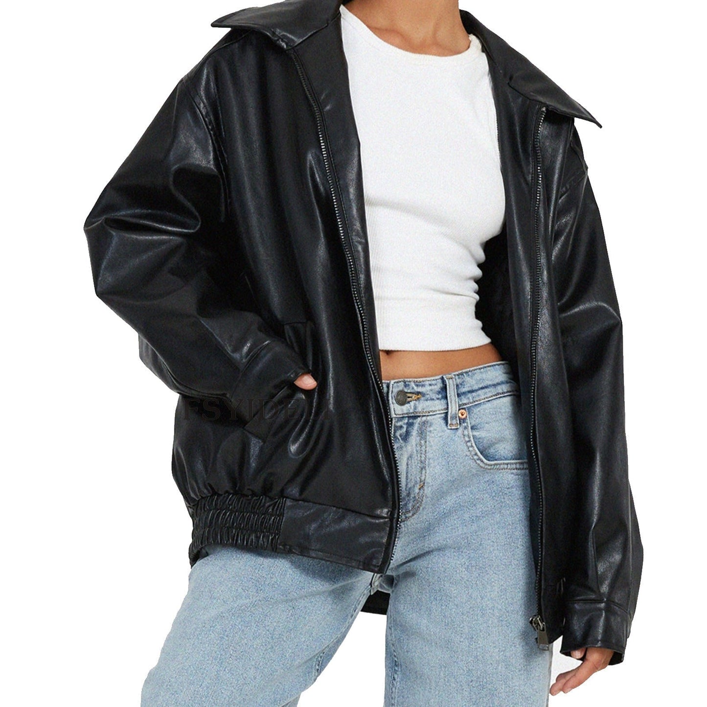 Damen Oversized Zip-Up Jacke Modern