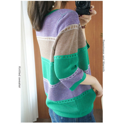 Damen Strickpullover Colorblock