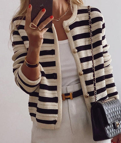 Eveloria Damen Gestreifter Pullover Langärmlig - Eveloria