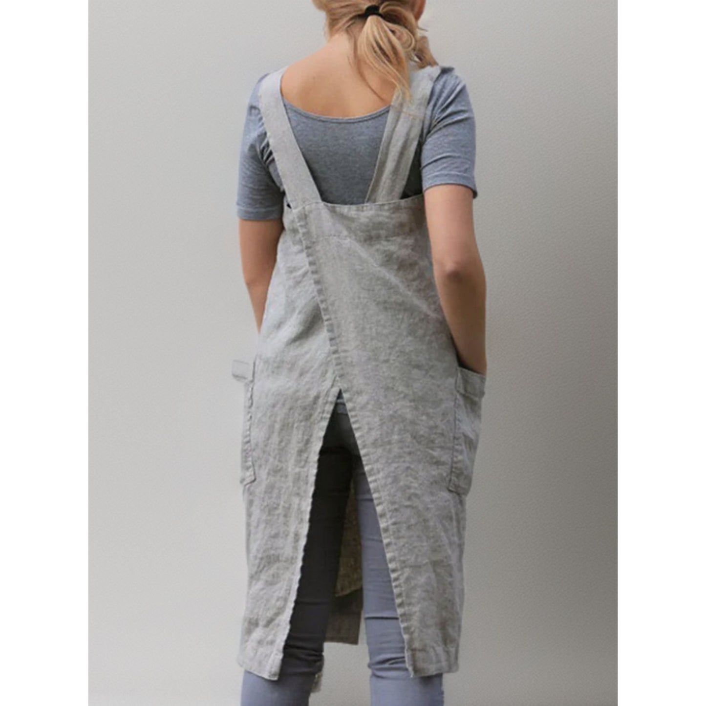 Damen Schürzenkleid mit Taschen Lässig Sommer