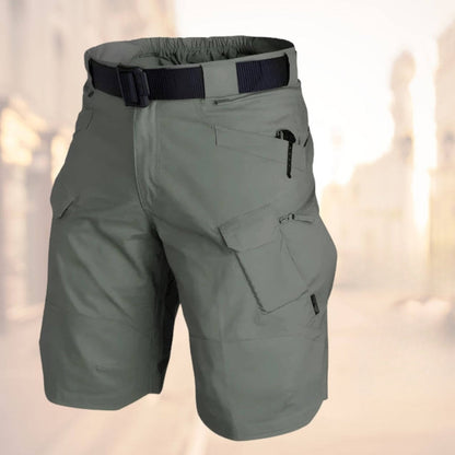 Herren Cargo Shorts Gürtel Reißverschluss Beutel Olivgrün