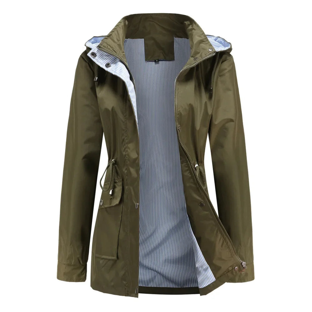 Audelisse Damen Übergangsjacke Kapuze Verstellbar Schwarz - Eveloria