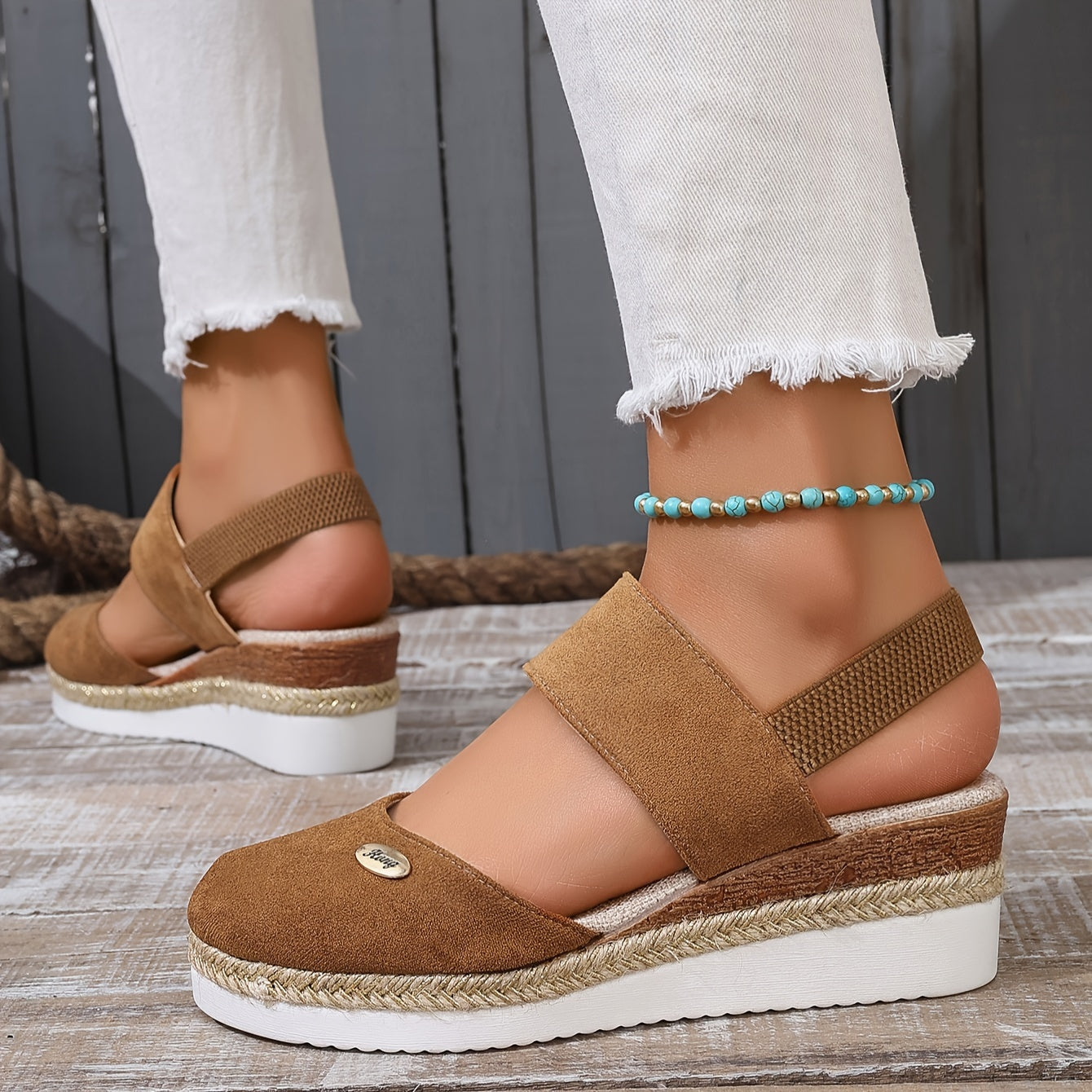 Damen Sandalen Plattform Rutschfest Elastisch