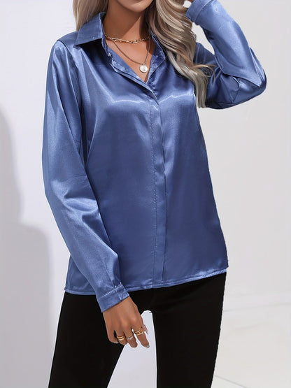 Elegante Damen Satin Bluse für Herbst