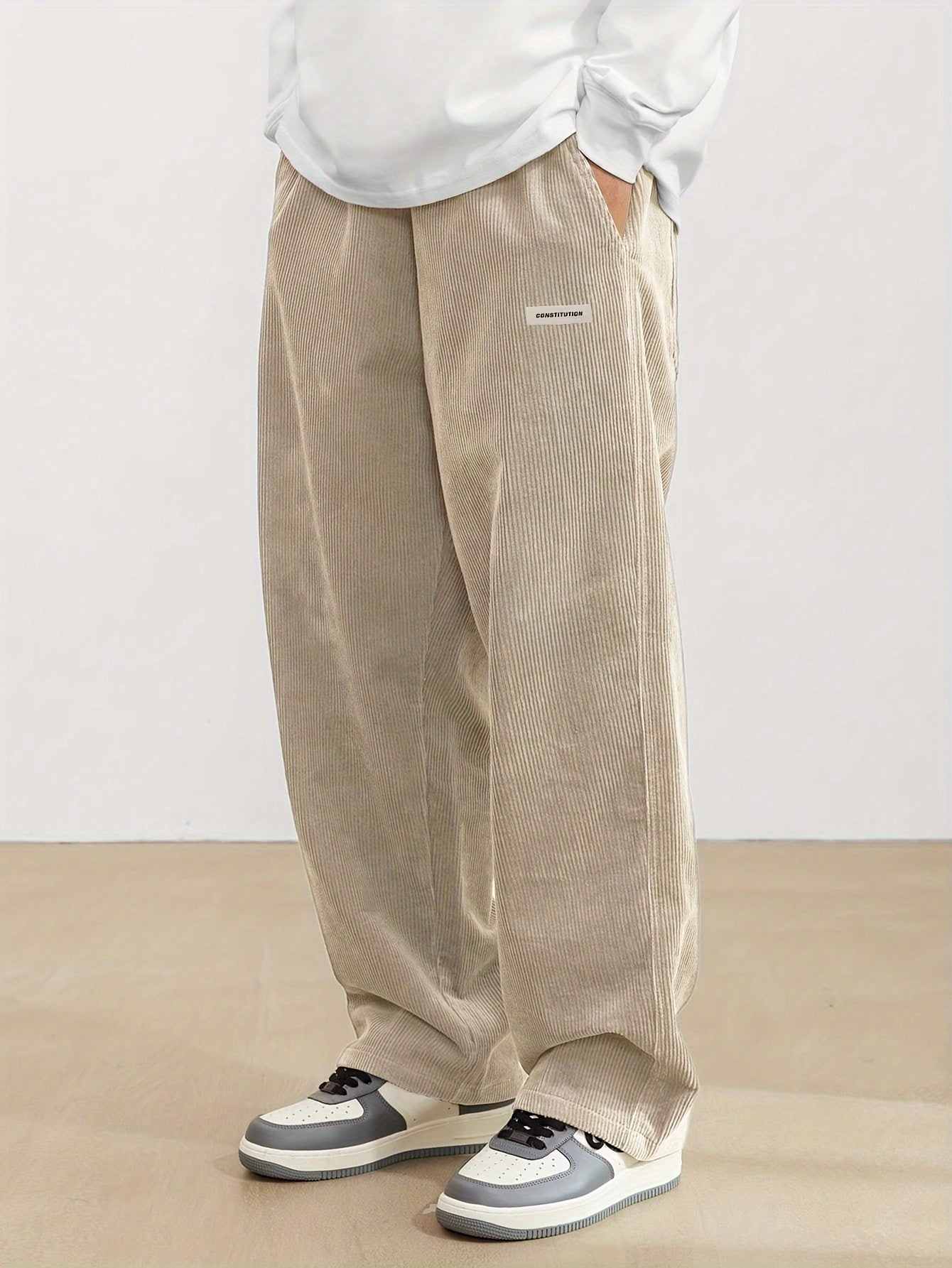 Herren Cordhose Weitschnitt Bequem Braun