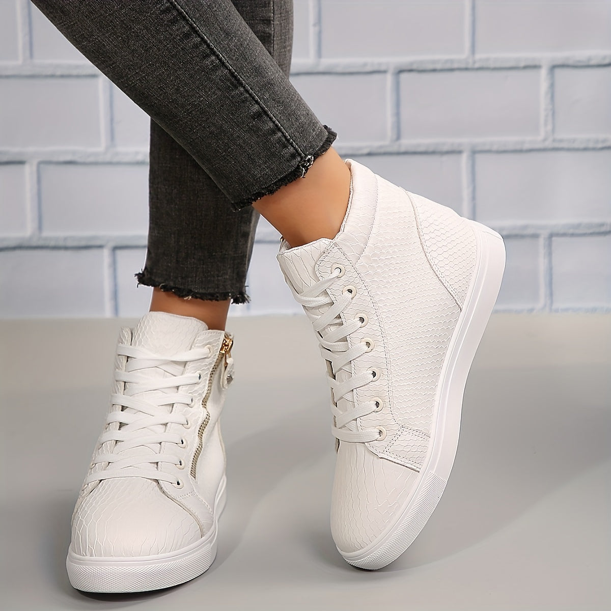 Eveloria Damen Sneakers Lässig Reißverschluss
