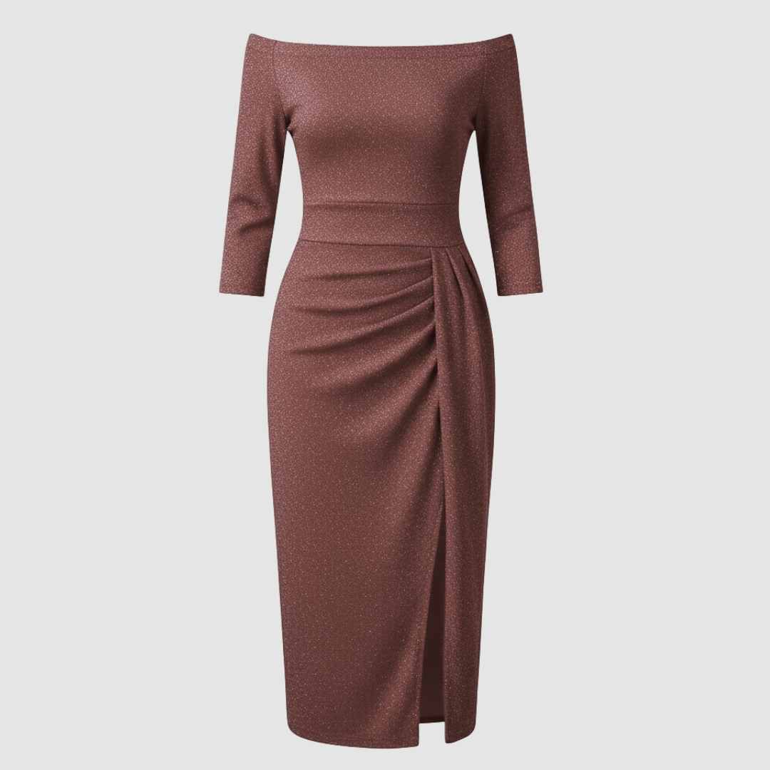 Elegantes Damen Hochzeitskleid Off-Shoulder Lang Satin